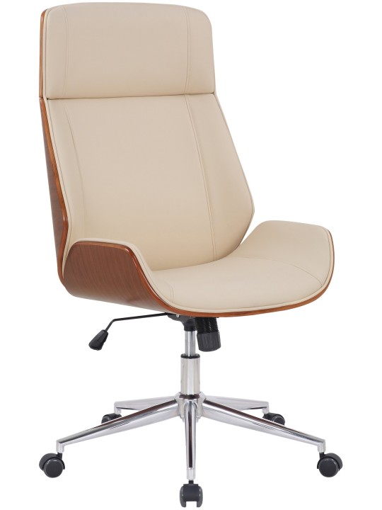 Silla de oficina Varel piel sintética, nogal/crema