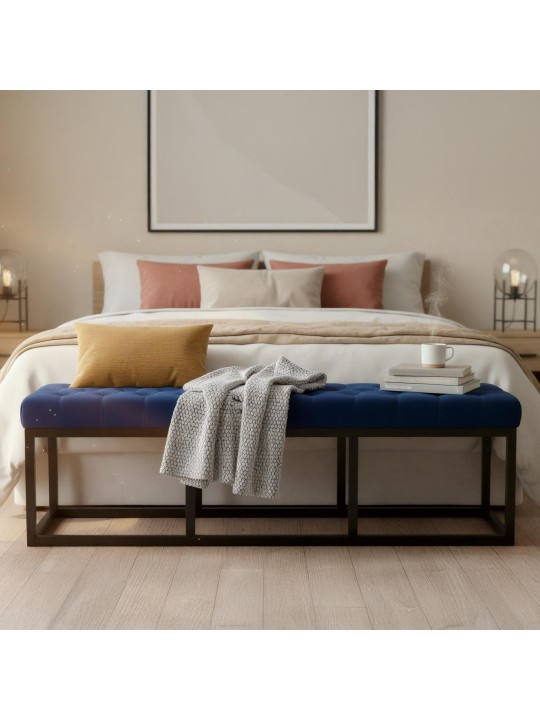 Banco Polson terciopelo 150 cm, azul