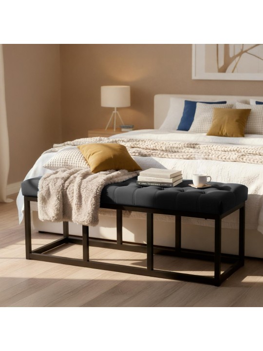 Banco Polson terciopelo 120 cm, negro Banco Polson terciopelo 120 cm, negro