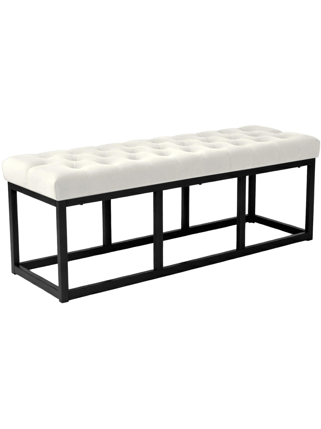 Banco Polson terciopelo 120 cm, crema