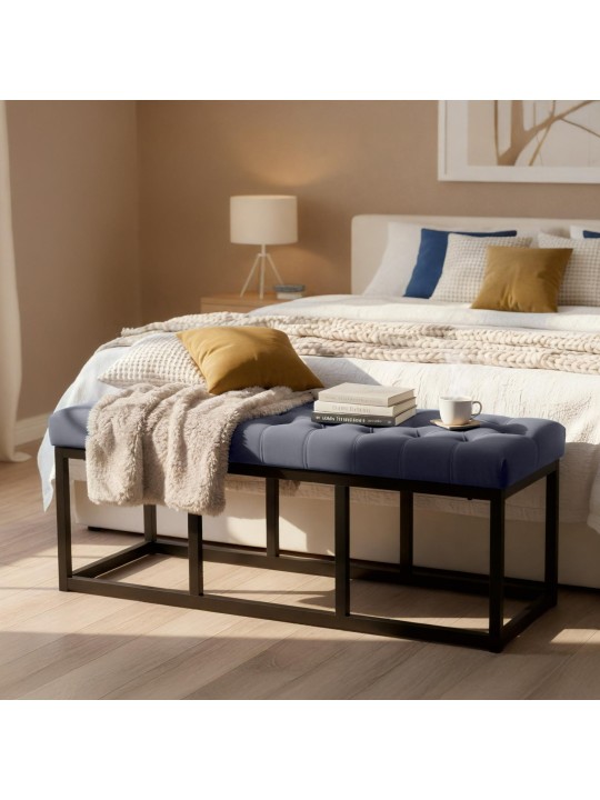 Banco Polson terciopelo 120 cm, gris