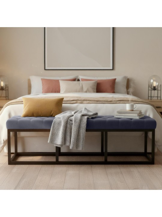 Banco Polson terciopelo 150 cm, gris