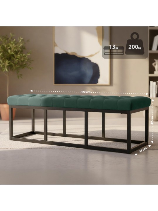 Banco Polson terciopelo 120 cm, verde