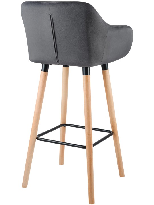 Taburete de bar Grant terciopelo, gris
