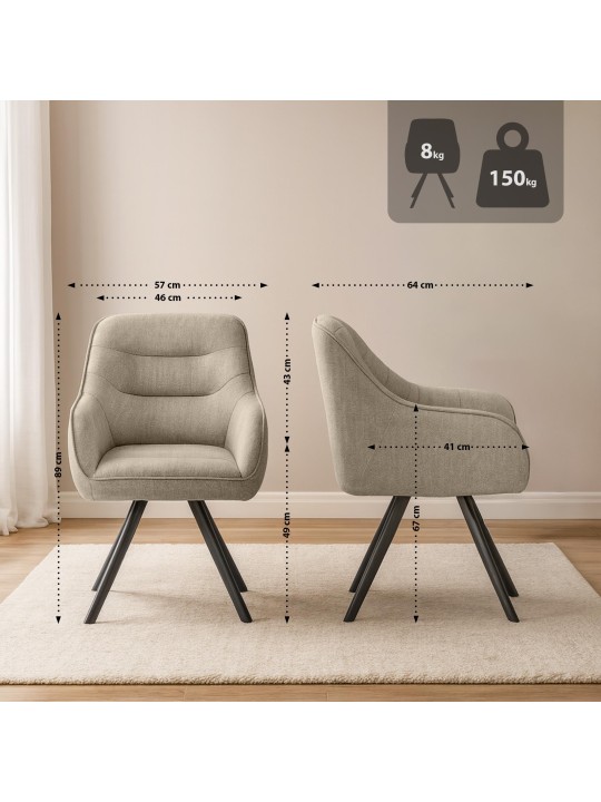 Silla Pettuli tela, taupe