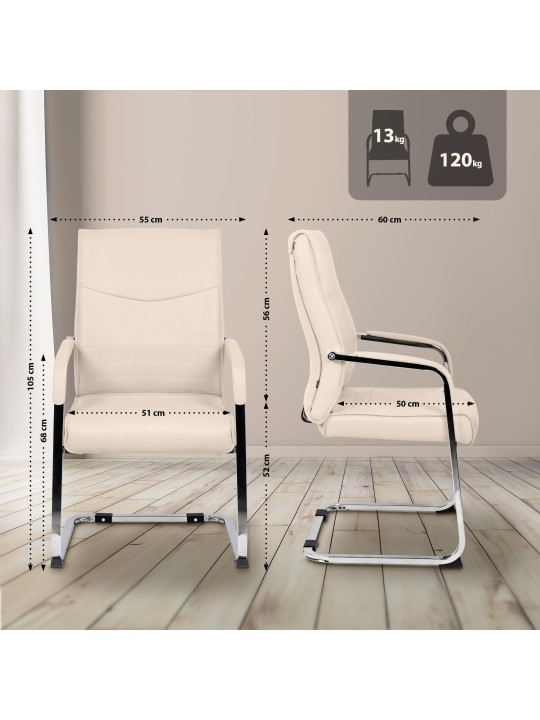 Juego de 2 sillas para visitas Hobart, crema