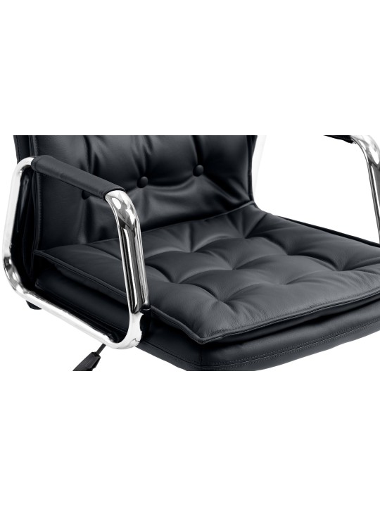 Silla de oficina Sotira cuero genuino, negro