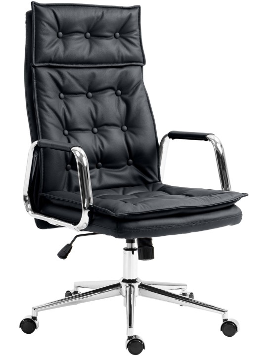 Silla de oficina Sotira cuero genuino, negro