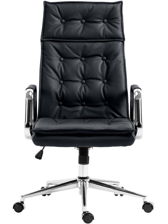 Silla de oficina Sotira cuero genuino, negro