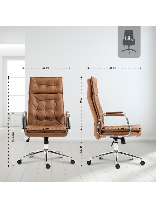 Silla de oficina Sotira cuero genuino, marrón claro Silla de oficina Sotira cuero genuino, marrón claro