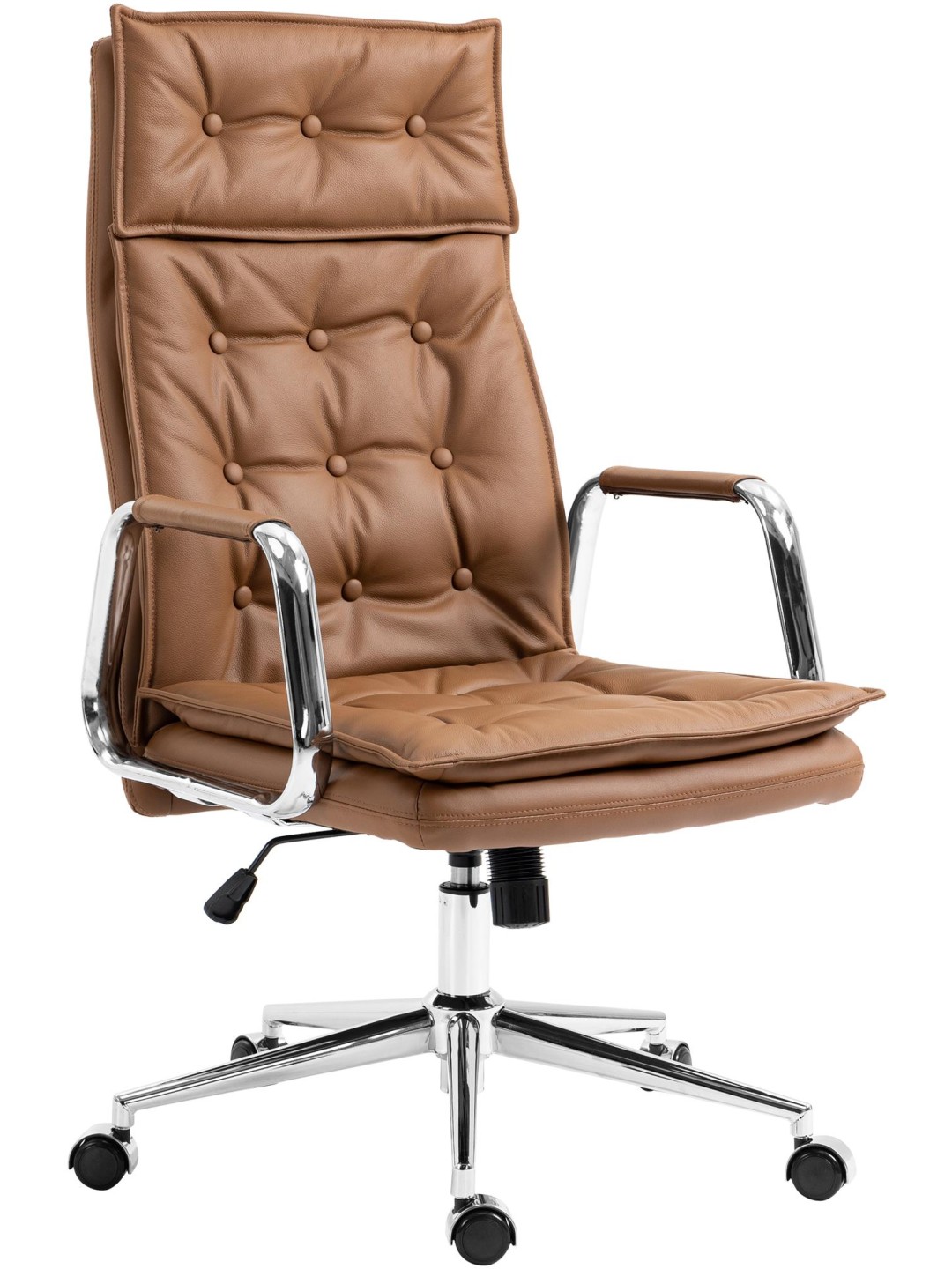 Silla de oficina Sotira cuero genuino, marrón claro