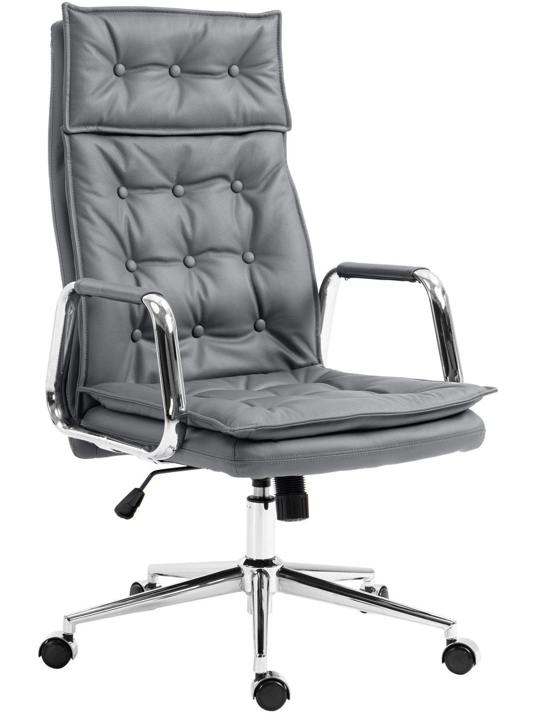 Silla de oficina Sotira cuero genuino, gris