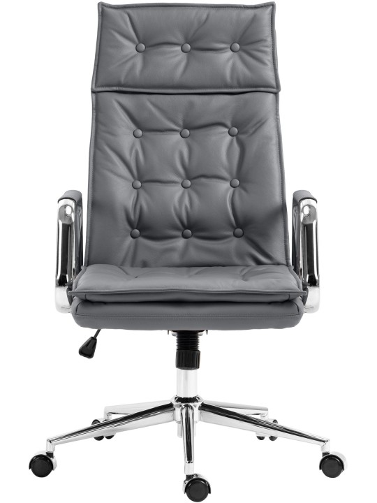 Silla de oficina Sotira cuero genuino, gris