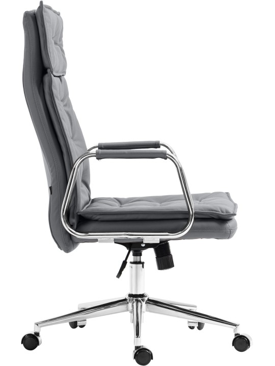 Silla de oficina Sotira cuero genuino, gris