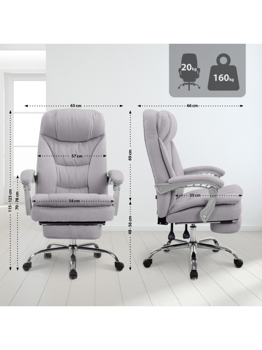 Silla de oficina XL tela Troy, gris