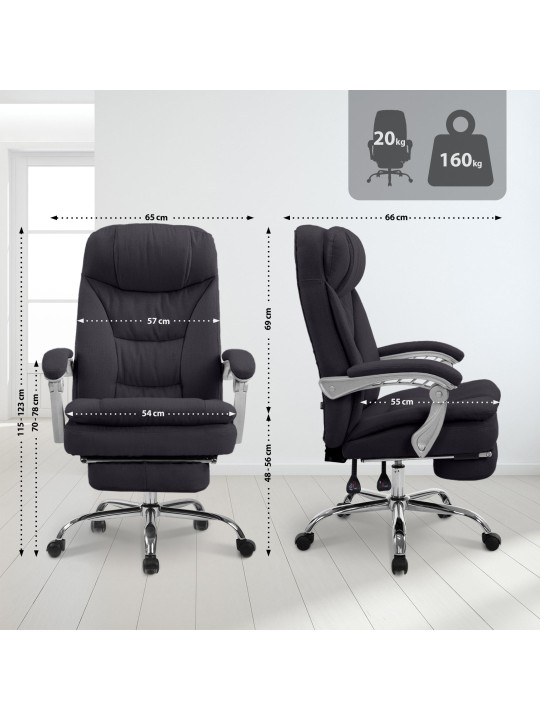 Silla de oficina XL tela Troy, negro