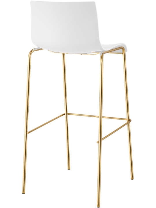 Taburete de bar Hoover plástico 4 pies dorado, blanco