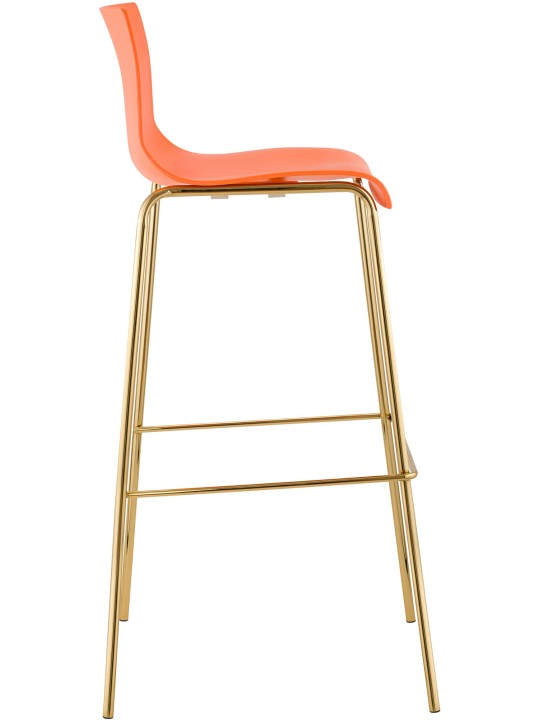 Taburete de bar Hoover plástico 4 pies dorado, naranja