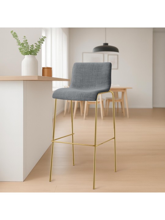Taburete de bar Tela Hoover 4 pies dorado, gris claro Taburete de bar Tela Hoover 4 pies dorado, gris claro