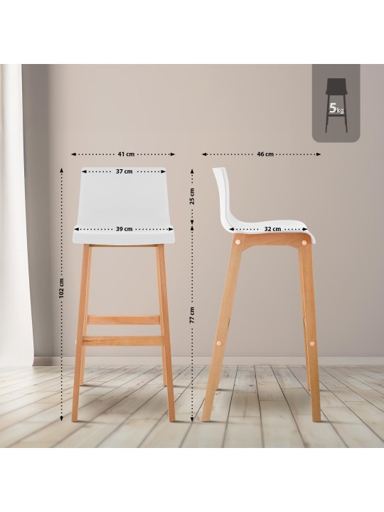 Taburete de bar Hoover Natura estructura de 4 pies, blanco Taburete de bar Hoover Natura estructura de 4 pies, blanco