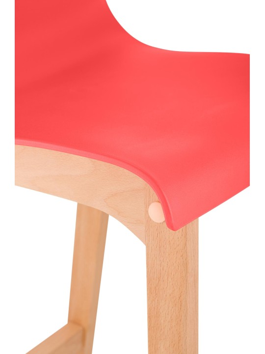 Taburete de bar Hoover Natura estructura de 4 pies, rojo