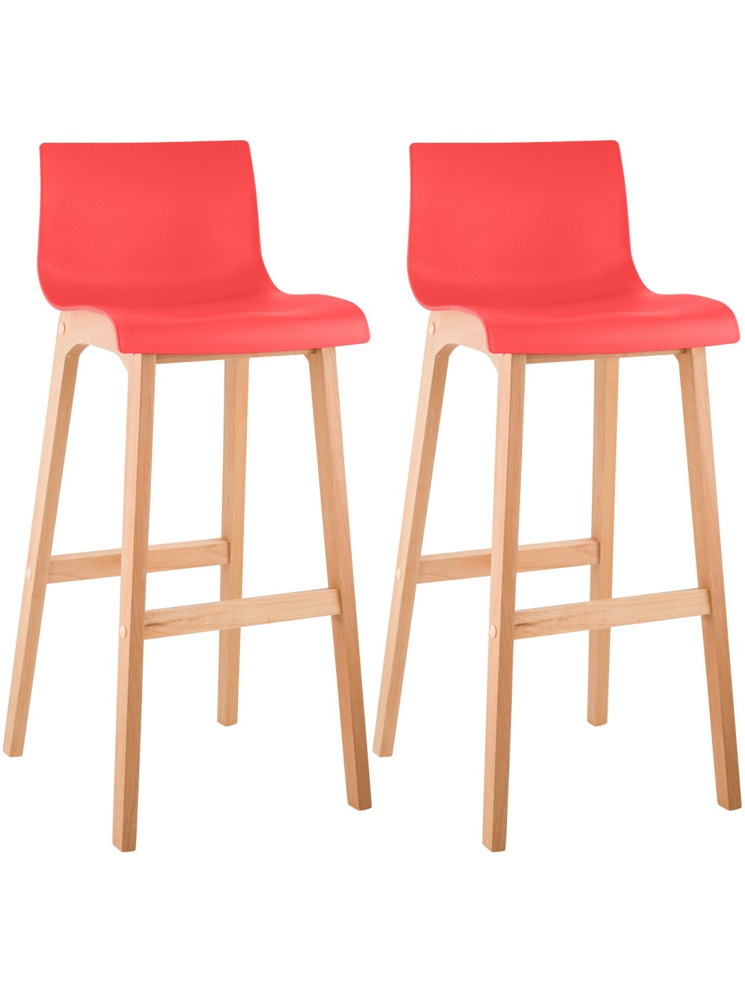 Juego de 2 taburetes de bar Hoover Natura, rojo