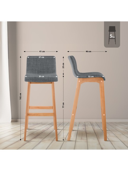 Taburete de bar Hoover tela Natura, gris claro