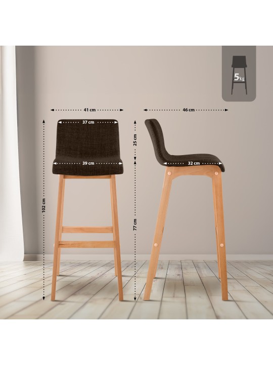 Juego de 2 taburetes de bar Hoover tela Natura, marrón