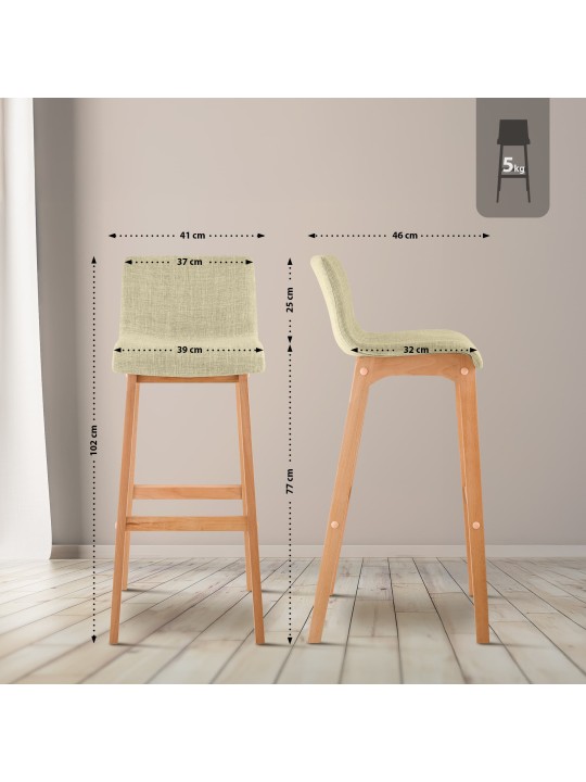 Juego de 2 taburetes de bar Hoover tela Natura, crema Juego de 2 taburetes de bar Hoover tela Natura, crema