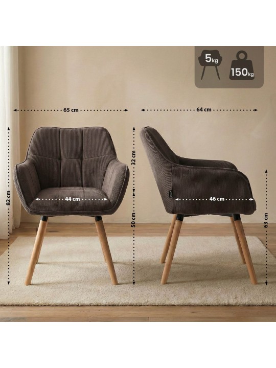 Silla de comedor Vienna Cord natura, marrón