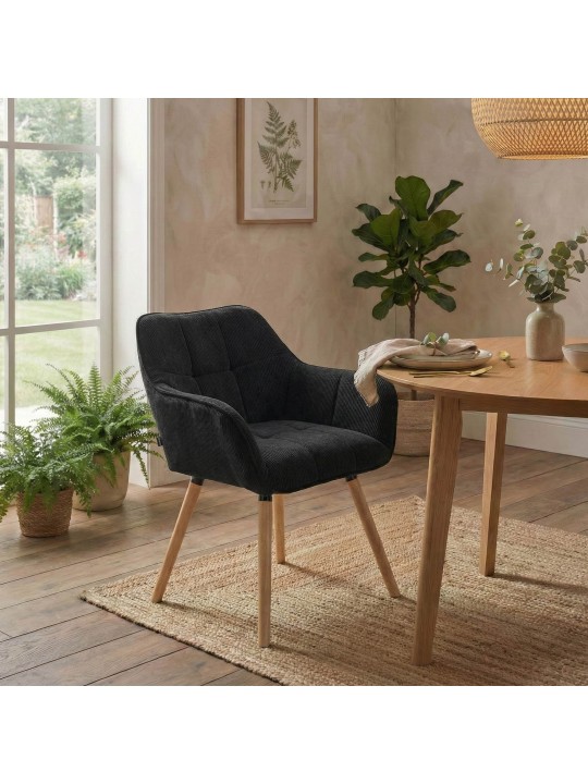 Silla de comedor Vienna Cord natura, negro