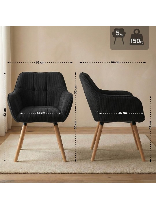 Silla de comedor Vienna Cord natura, negro