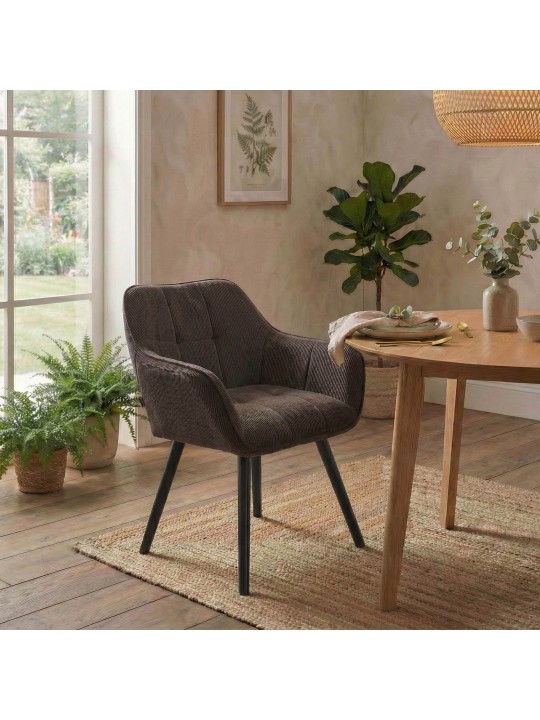 Silla de comedor Vienna Cord, marrón